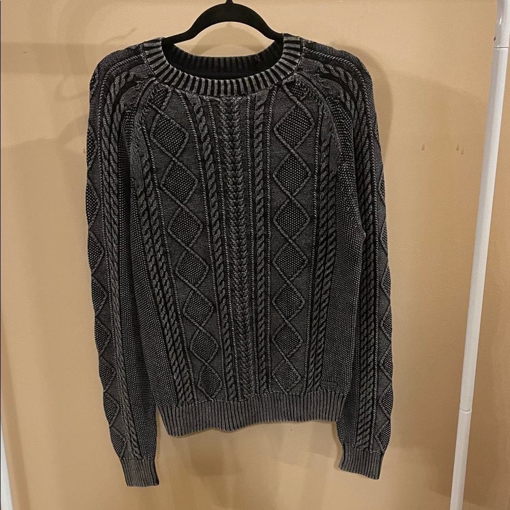 Hudson Jeans Dark Gray Cable Knit Sweater